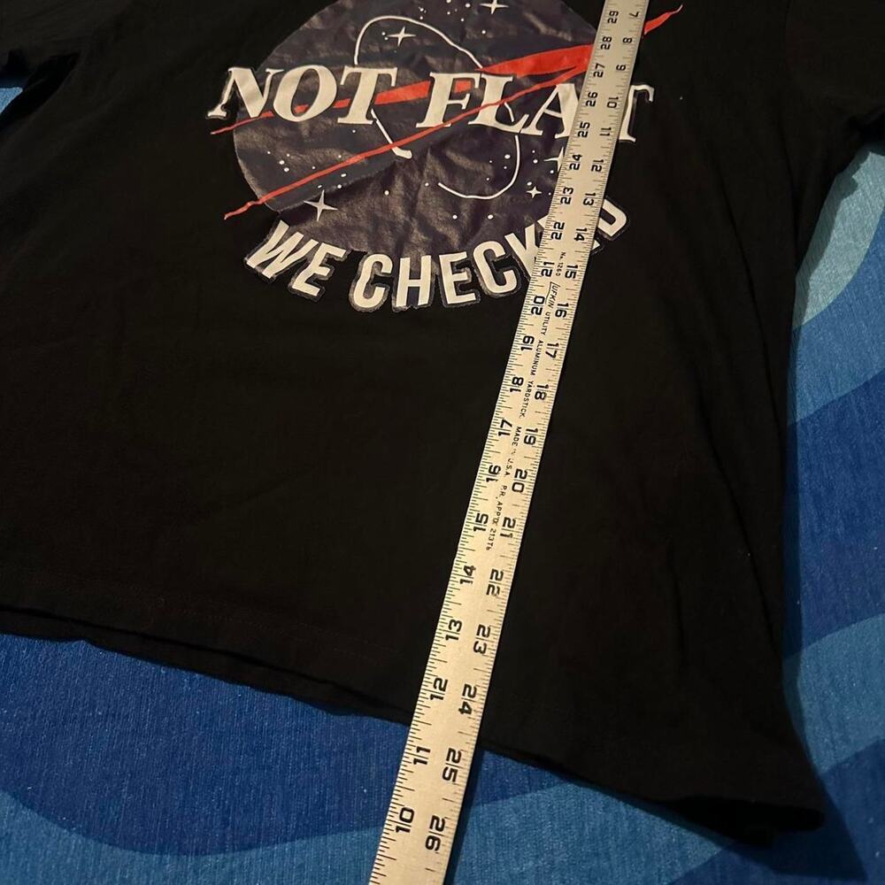 “Not Flat. We Checked.” NASA Parody Graphic Tee - Picture 2 of 5